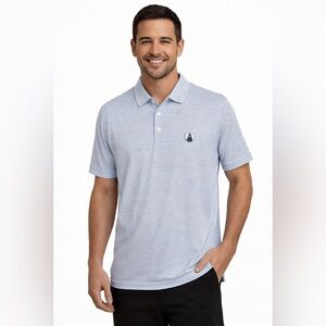 Draddy Sport Men’s Polo Shirt Size Large Blue White Stripe Performance Shirt